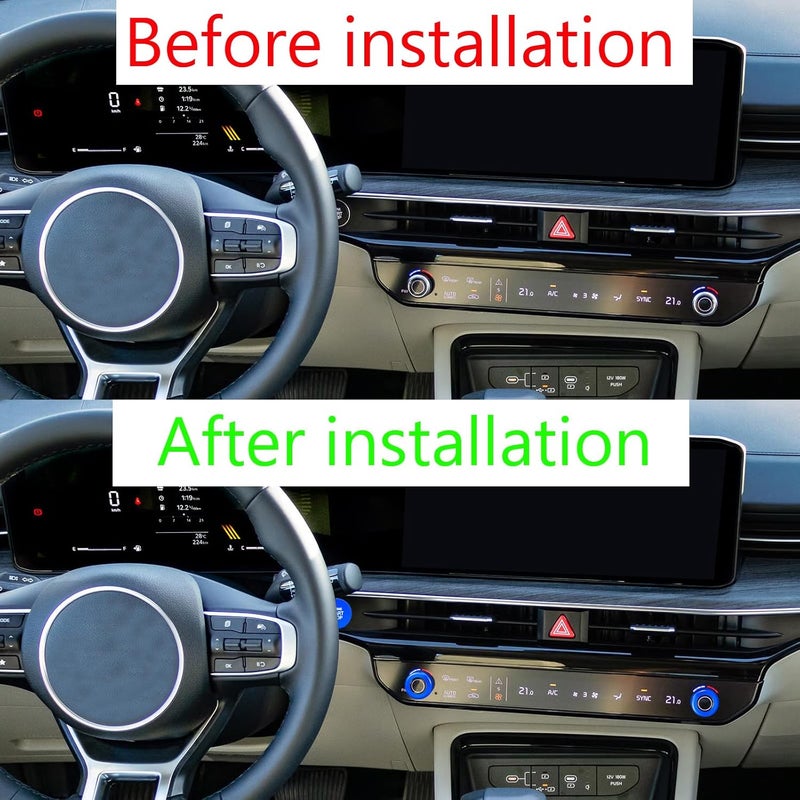 HDUFC for Kia Carnival/Carnival Hybrid/K5/Niro/Sorento/Sportage Interior Package, Push-Button Start, air Conditioning Control knob Cover, 3-Piece Set (Blue) - Image 4